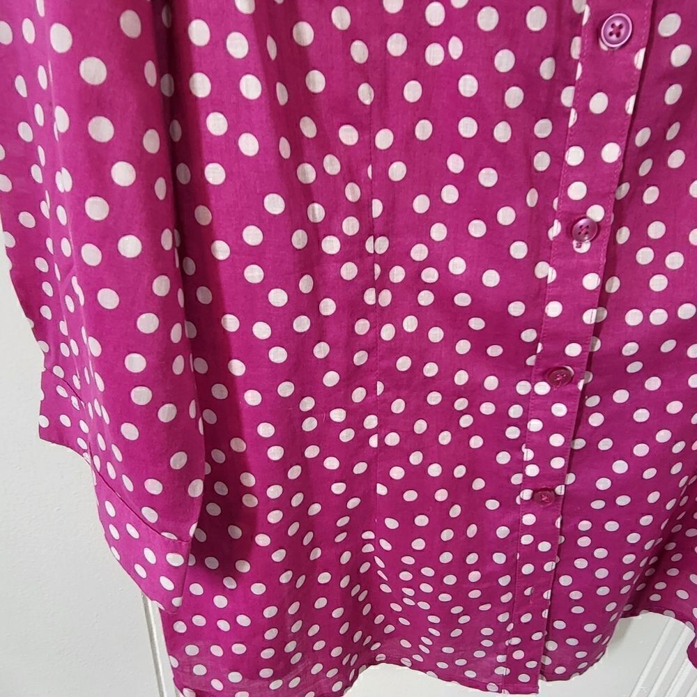 Coldwater Creek Pink & White Polka Dot Blouse - Picture 4 of 8